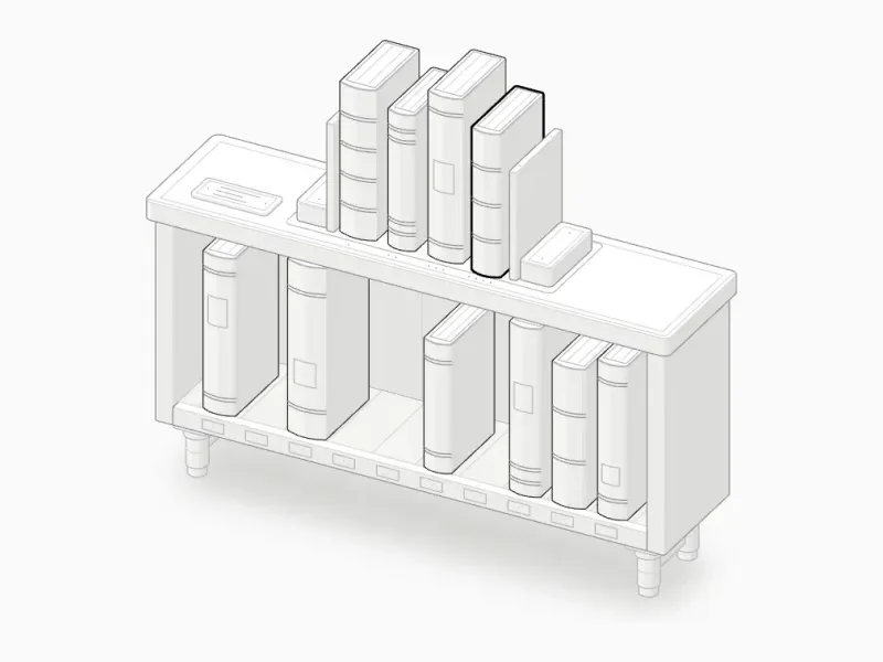 Anatomy figure: LRU cache as a bookcase